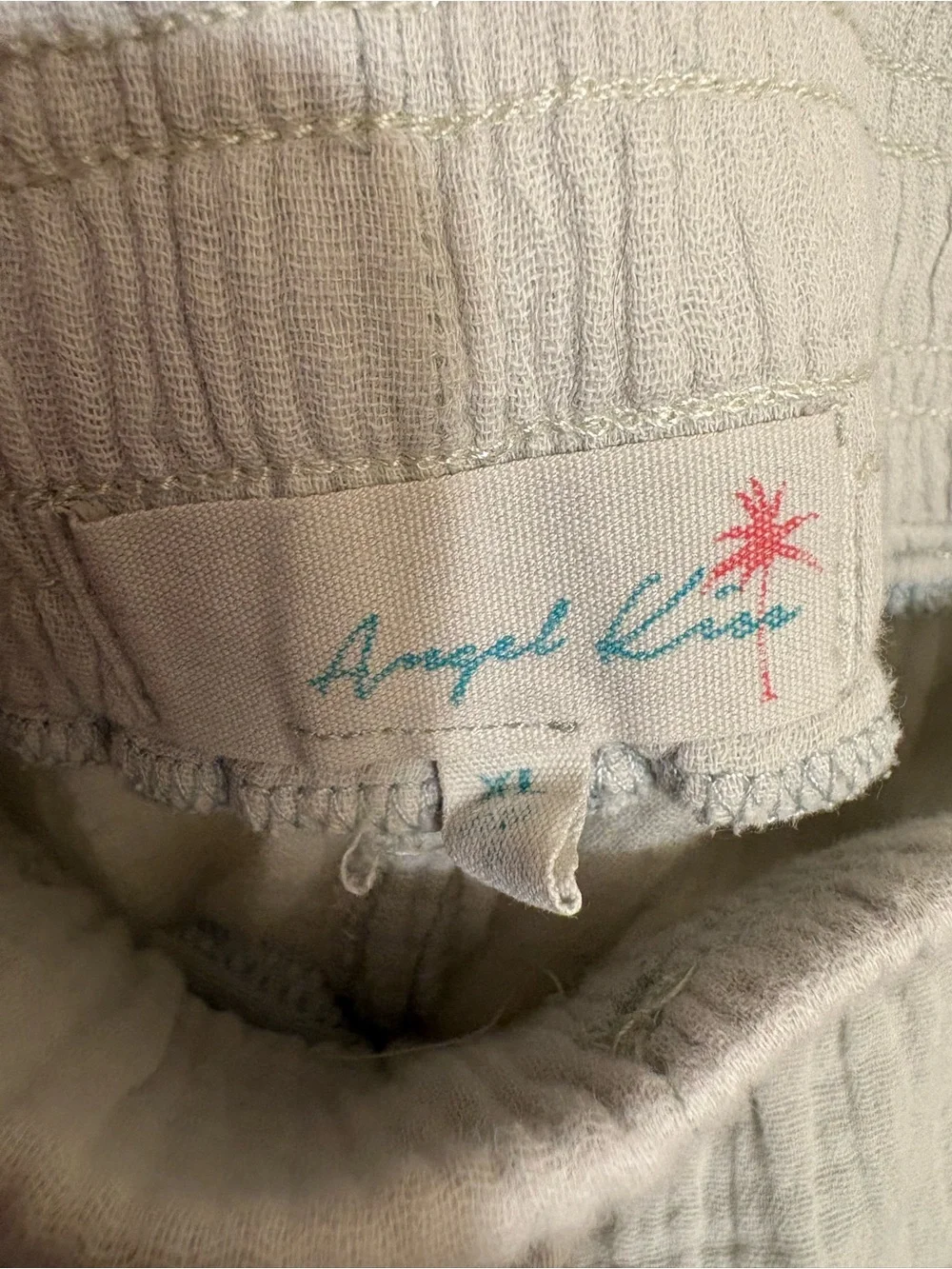 Angel Kiss Sage Green Textured Drawstring Joggers 100% Cotton- Size XL